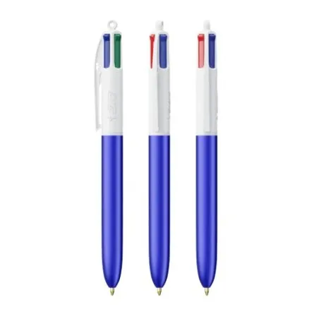 Stylo Bille Personnalisé 4 Couleurs Glacé Fiable pas cher BIC® Round Stic® BGUARD™ Couleurs : blanc marquage laser ultra précis