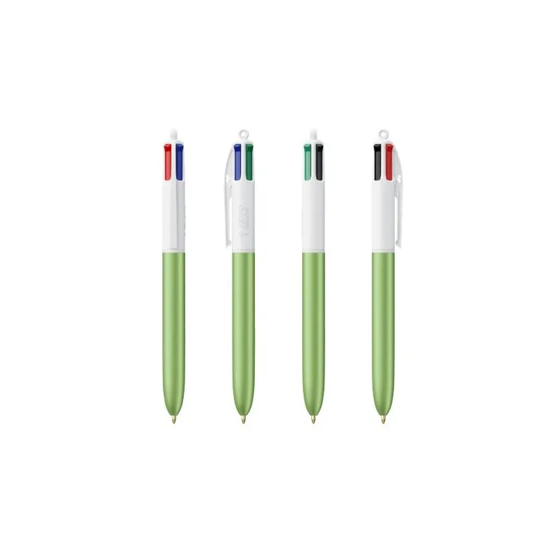 Stylo Bille Personnalisé 4 Couleurs Glacé Fiable pas cher BIC® Round Stic® BGUARD™ Matières : acier inoxydable Couleurs : noir c