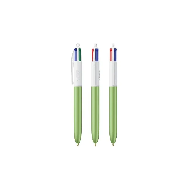 Stylo Bille Personnalisé 4 Couleurs Glacé Fiable pas cher BIC® Round Stic® BGUARD™ Matières : acier inoxydable Couleurs : noir g