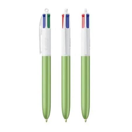 Stylo Bille Personnalisé 4 Couleurs Glacé Fiable pas cher BIC® Round Stic® BGUARD™ Matières : acier inoxydable Couleurs : noir g