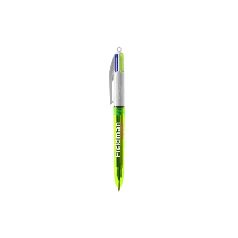 Stylo bille fluo personnalisé 4 couleurs avec lanyard BIC® Matières : bambou Couleurs : vert personnalisable avec votre logo