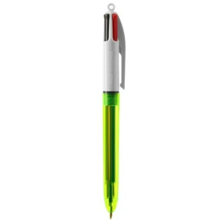 Stylo bille fluo personnalisé 4 couleurs avec lanyard BIC® Matières : bambou Couleurs : vert goodies publicitaire événementiel