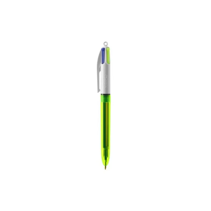 Stylo bille fluo personnalisé 4 couleurs avec lanyard BIC® Matières : bambou Couleurs : vert impression haute définition