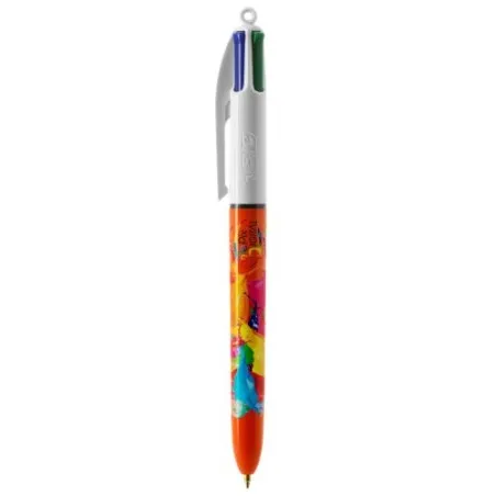 Stylo publicitaire 4 couleurs fluo à bille avec lanyard - BIC® Matières : acier inoxydable Couleurs : blanc Contenance : 500 ml 