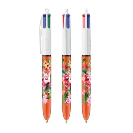 Stylo Bille Multicouleur Personnalisé 4 Couleurs BIC® Matières : acier inoxydable Couleurs : bleu métallisé Contenance : 500 ml