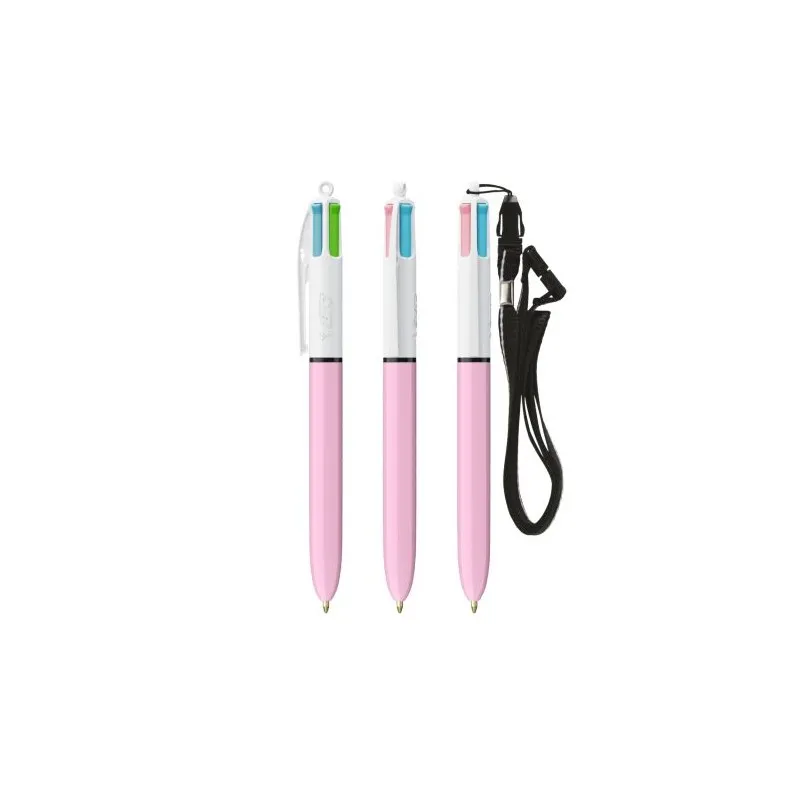 Stylos Publicitaires BIC® 4 Couleurs Fashion avec Lanyard Matières : polypropylène (PP) Couleurs : bleu océan profond cadeau col