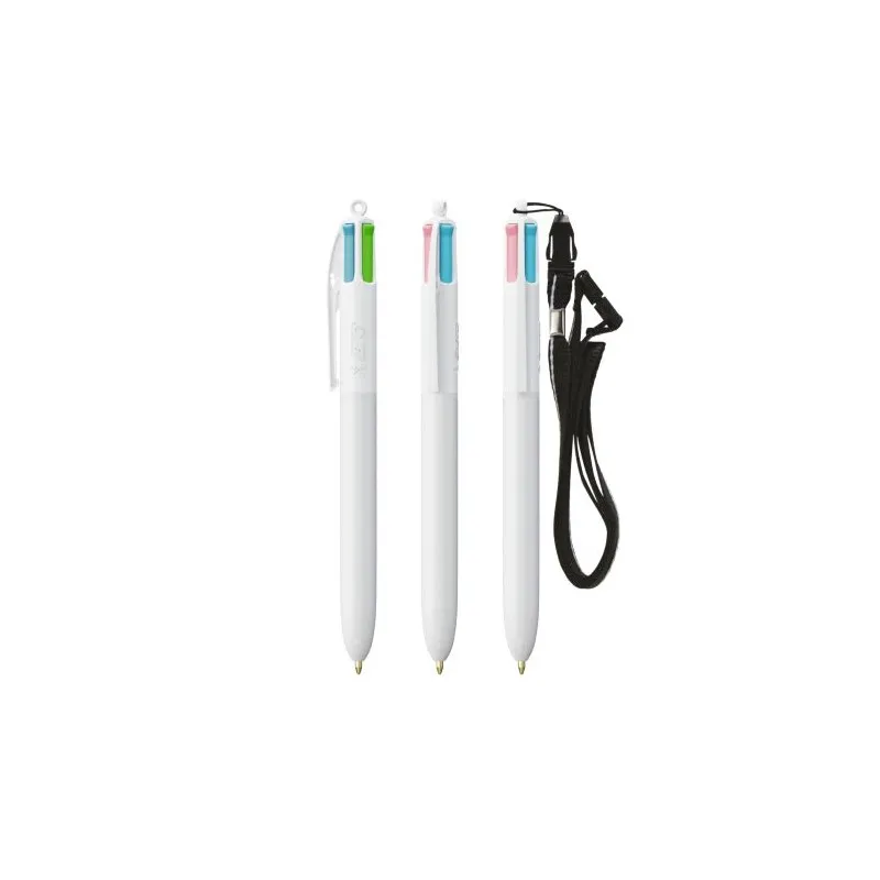 Stylos Publicitaires BIC® 4 Couleurs Fashion avec Lanyard Matières : polypropylène (PP) Couleurs : vert forêt foncé accessoire é