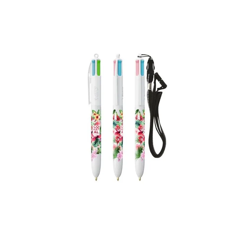 Stylos Publicitaires BIC® 4 Couleurs Fashion avec Lanyard Matières : polypropylène (PP) Couleurs : vert forêt foncé goodies entr