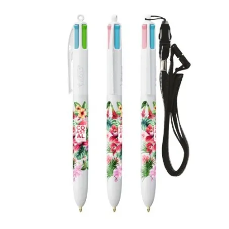 Stylos Publicitaires BIC® 4 Couleurs Fashion avec Lanyard Matières : polypropylène (PP) Couleurs : vert forêt foncé goodies entr