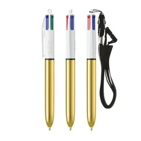 Stylo Bille Personnalisé 4 Couleurs Shine avec Lanyard - BIC® Matières : verre Couleurs : translucide Contenance : 478 ml person
