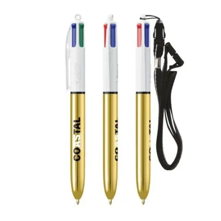 Stylo Bille Personnalisé 4 Couleurs Shine avec Lanyard - BIC® Matières : verre Couleurs : translucide Contenance : 478 ml goodie