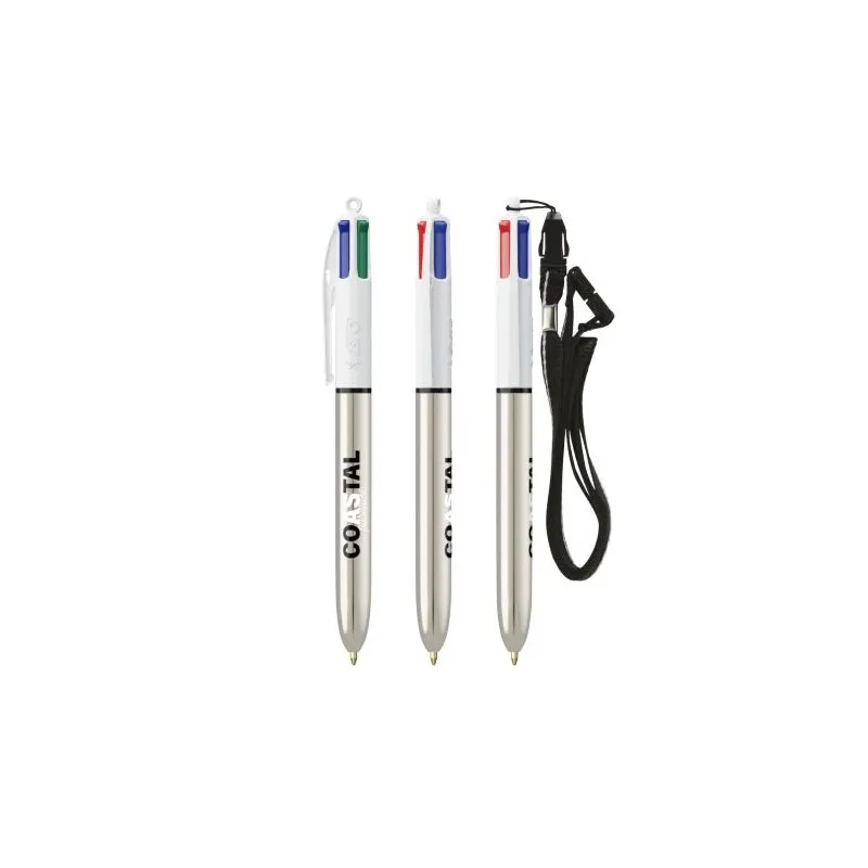 Stylo Bille Personnalisé 4 Couleurs Shine avec Lanyard - BIC® Matières : métal Capacité : 8 Go Couleurs : blanc goodies publicit