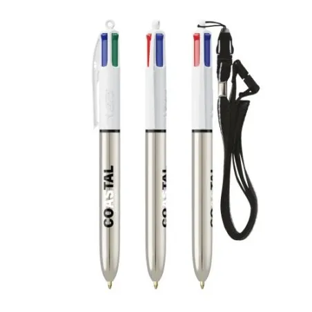Stylo Bille Personnalisé 4 Couleurs Shine avec Lanyard - BIC® Matières : métal Capacité : 8 Go Couleurs : blanc goodies publicit