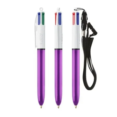 Stylo Bille Personnalisé 4 Couleurs Shine avec Lanyard - BIC® Matières : métal Capacité : 8 Go Couleurs : bleu objet promo petit