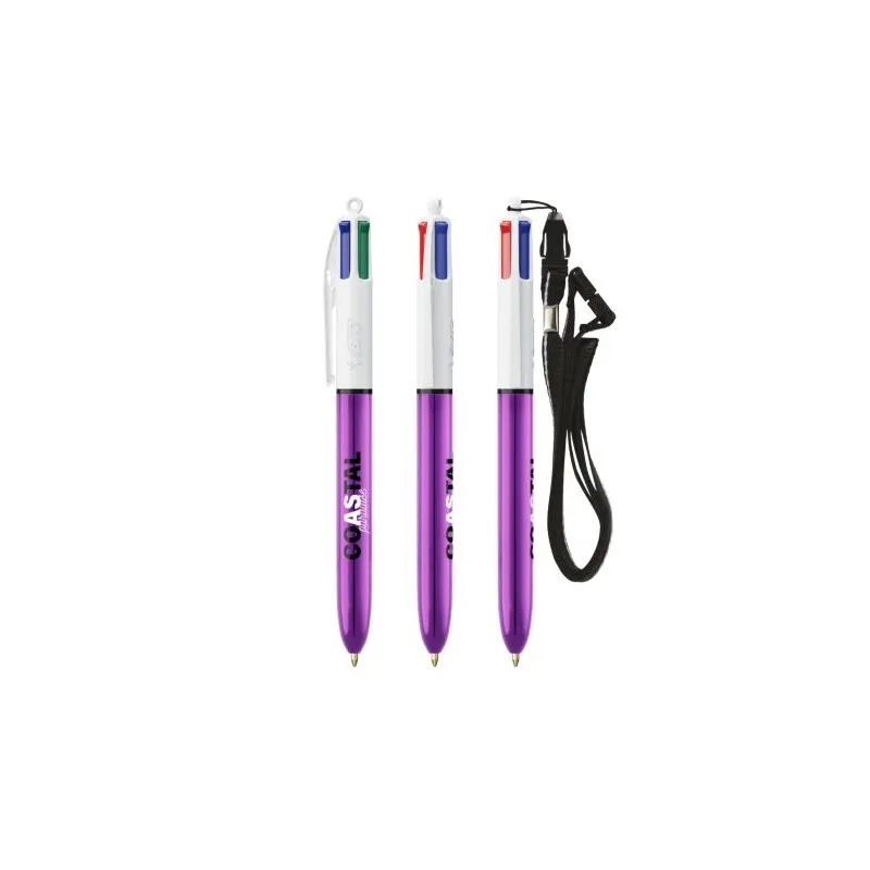 Stylo Bille Personnalisé 4 Couleurs Shine avec Lanyard - BIC® Matières : métal Capacité : 8 Go Couleurs : bleu personnalisable a
