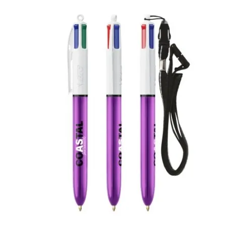Stylo Bille Personnalisé 4 Couleurs Shine avec Lanyard - BIC® Matières : métal Capacité : 8 Go Couleurs : bleu personnalisable a
