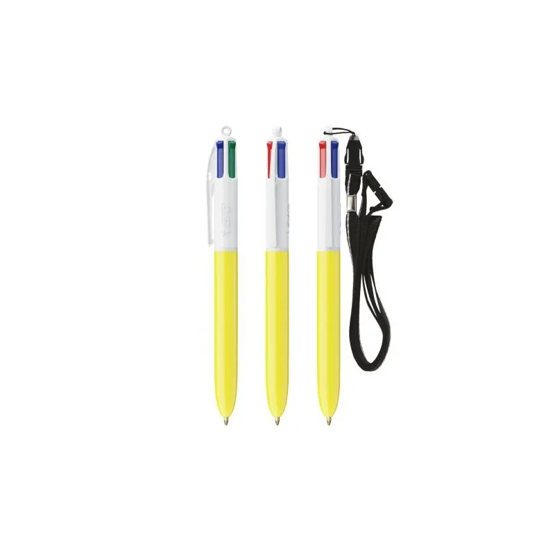Stylo Bille Personnalisé 4 Couleurs Écologique avec Lanyard - BIC® livraison express 24h 48h