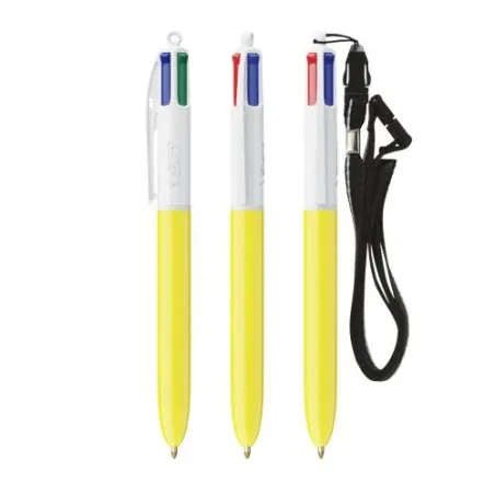 Stylo Bille Personnalisé 4 Couleurs Écologique avec Lanyard - BIC® livraison express 24h 48h