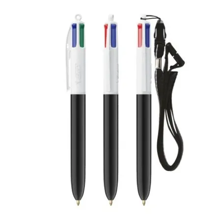 Stylo Bille Personnalisé 4 Couleurs Écologique avec Lanyard - BIC® cadeau entreprise pas cher