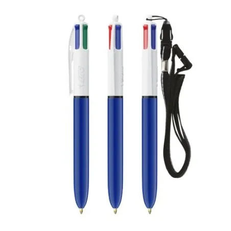 Stylo Bille Personnalisé 4 Couleurs Écologique avec Lanyard - BIC® goodies publicitaire événementiel