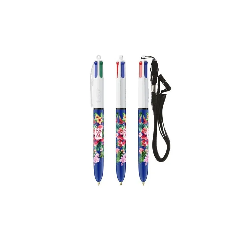Stylo Bille Personnalisé 4 Couleurs Écologique avec Lanyard - BIC® goodies entreprise design