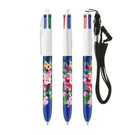 Stylo Bille Personnalisé 4 Couleurs Écologique avec Lanyard - BIC® goodies entreprise design