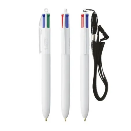 Stylo Bille Personnalisé 4 Couleurs Écologique avec Lanyard - BIC® Matières : PVC Couleurs : rouge cadeau affaires élégant