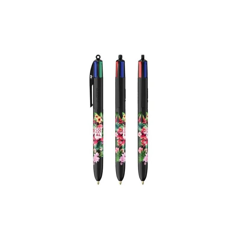 Stylo Bille Personnalisé 4 Couleurs Écologique avec Lanyard - BIC® Matières : PVC Couleurs : bleu clair marquage couleur éclatan