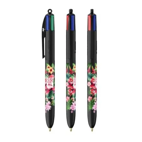 Stylo Bille Personnalisé 4 Couleurs Écologique avec Lanyard - BIC® Matières : PVC Couleurs : bleu clair marquage couleur éclatan
