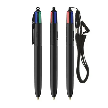 Stylo Bille Personnalisé 4 Couleurs Écologique avec Lanyard - BIC® Matières : PVC Couleurs : bleu clair impression haute définit