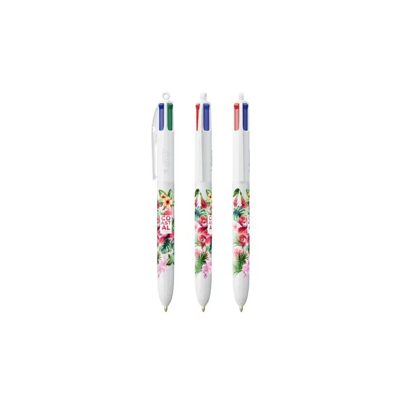 Stylo bille personnalisable 4 couleurs écologique avec lanyard - BIC® Matières : PVC Couleurs : gris