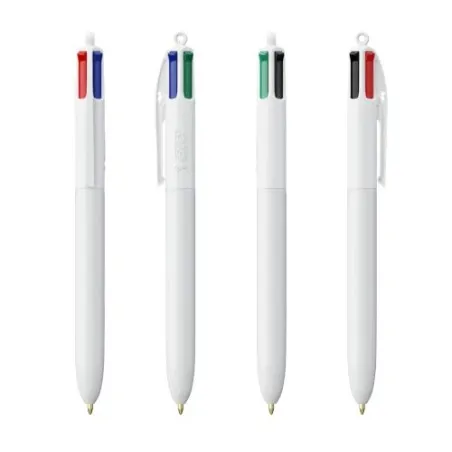 Stylo bille personnalisable 4 couleurs écologique avec lanyard - BIC® Matières : PVC Couleurs : gris impression logo haute quali