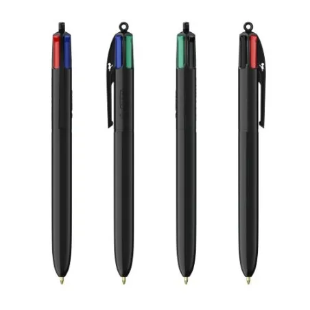Stylo bille personnalisable 4 couleurs écologique avec lanyard - BIC® Matières : bambou objet promotionnel éco-responsable
