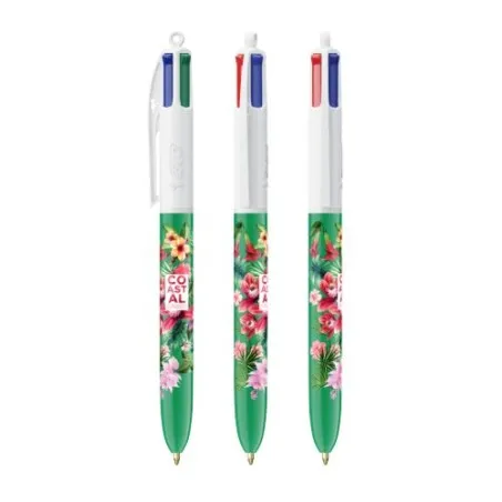 Stylo bille personnalisable 4 couleurs écologique avec lanyard - BIC® Matières : aluminium Couleurs : blanc cadeau client origin