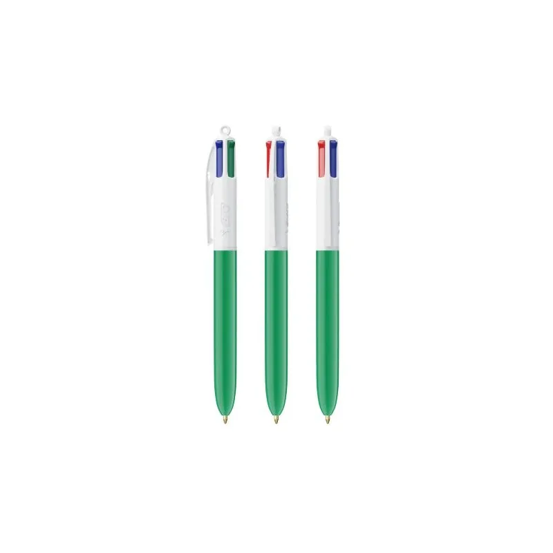 Stylo bille personnalisable 4 couleurs écologique avec lanyard - BIC® Matières : aluminium Couleurs : blanc marquage laser ultra