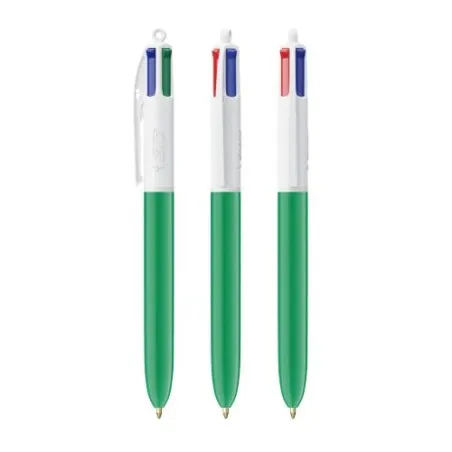 Stylo bille personnalisable 4 couleurs écologique avec lanyard - BIC® Matières : aluminium Couleurs : blanc marquage laser ultra