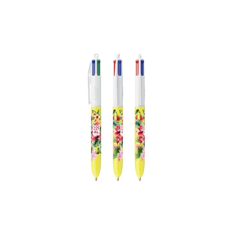 Stylo bille personnalisable 4 couleurs écologique avec lanyard - BIC® Matières : bois accessoire événementiel unique