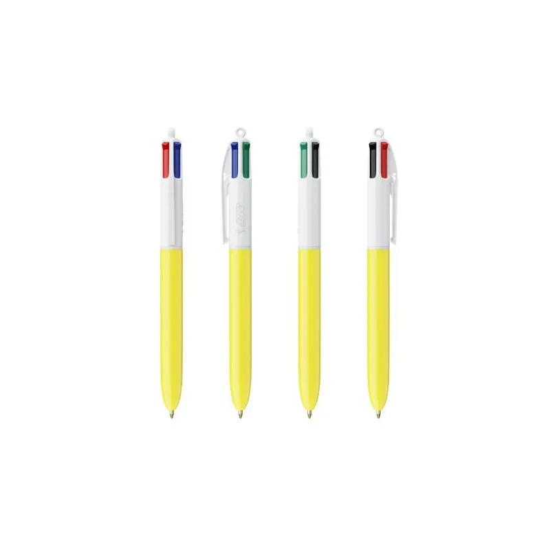Stylo bille personnalisable 4 couleurs écologique avec lanyard - BIC® Matières : bois marquage couleur éclatante