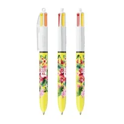 Stylo Bille Publicitaire 4 Couleurs 3+1HB - BIC® Matières : acier inoxydable Couleurs : argenté