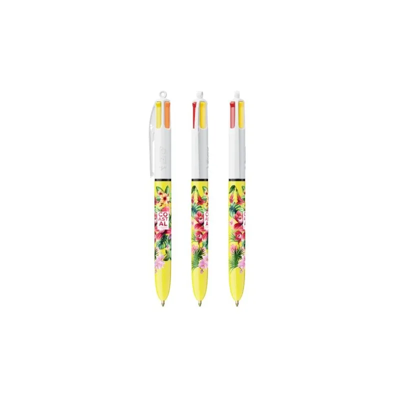 Stylo Bille Publicitaire 4 Couleurs 3+1HB - BIC® Matières : acier inoxydable Couleurs : argenté