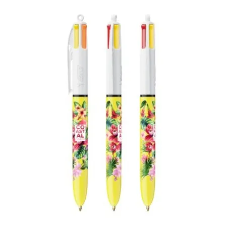 Stylo Bille Publicitaire 4 Couleurs 3+1HB - BIC® Matières : acier inoxydable Couleurs : argenté