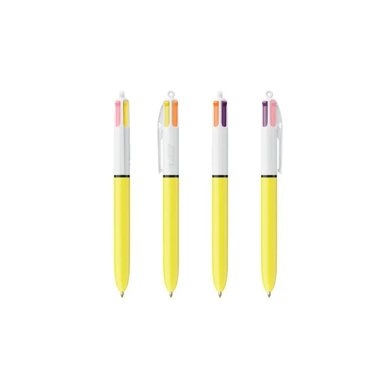 Stylo Bille Publicitaire 4 Couleurs 3+1HB - BIC® Matières : acier inoxydable Couleurs : argenté cadeau entreprise pas cher