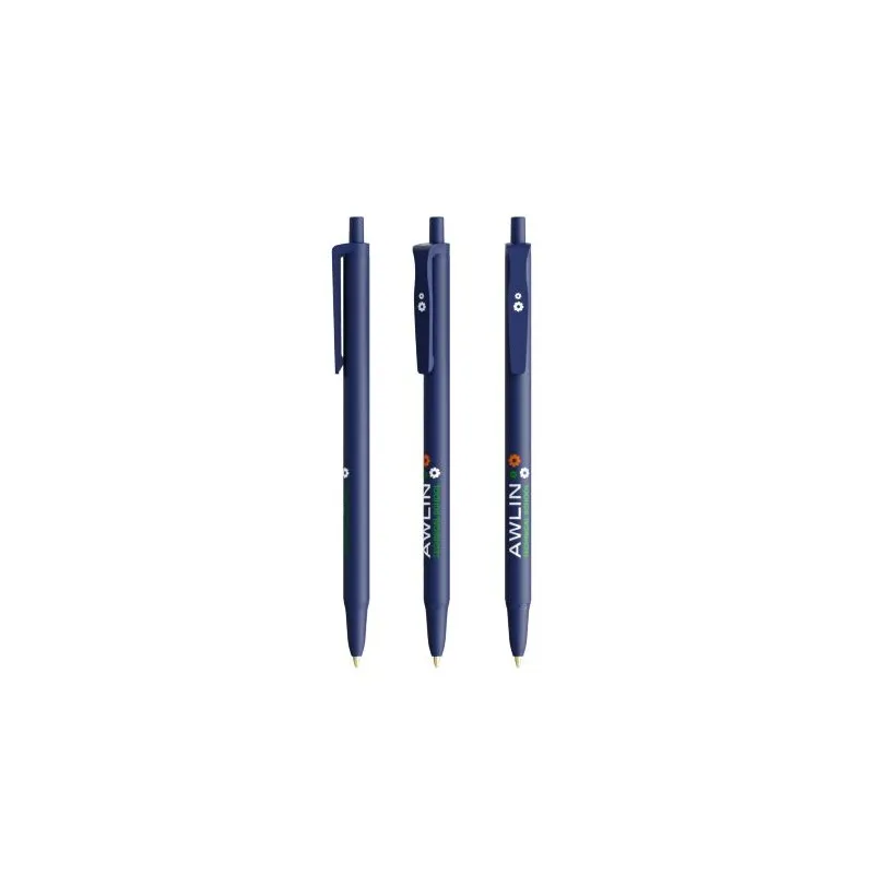 Stylo bille personnalisable BIC® Clic Stic Softfeel® Matières : polyester Taille textile : XXL Couleurs : bleu marine personnali