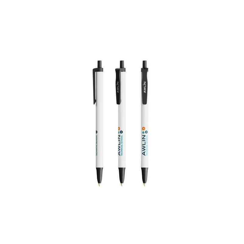 Stylo bille publicitaire écologique Clic Stic BIC® Matières : acier inoxydable Couleurs : bleu marine marquage laser ultra préci