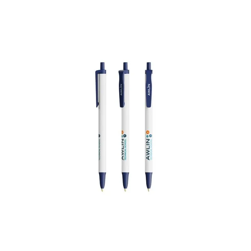 Stylo bille publicitaire écologique Clic Stic BIC® Matières : acier inoxydable Couleurs : bleu marine accessoire événementiel un