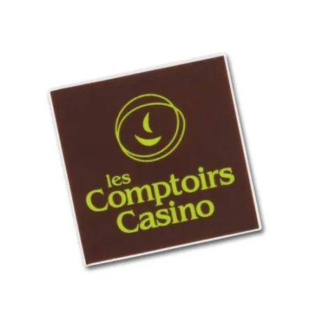 BADGE PLASTIQUE (PS) CARRE 36x36 mm AVEC PINCE EPINGLE