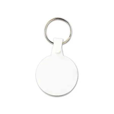 Porte-clés ronds personnalisés en plastique souple Ø41 mm (anneau 25 mm) pas cher Matières : bois cadeau entreprise pas cher