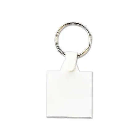 Porte-clés carrés en plastique souple 35x35 mm avec anneau de 25 mm personnalisés pas cher Matières : coton Taille textile : XL 