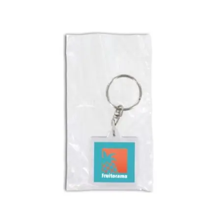 Porte-clés transparent avec porte-étiquette - Objets publicitaires pratiques Pop Chic Matières : polyester Couleurs : noir perso