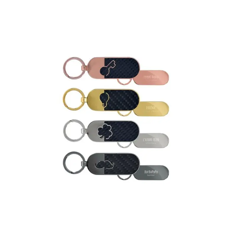 Porte-Clé Métal et Fibre de Carbone Élégant